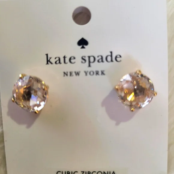 Kate Spade Gold and Clear Stud Earrings - Picture 4 of 5